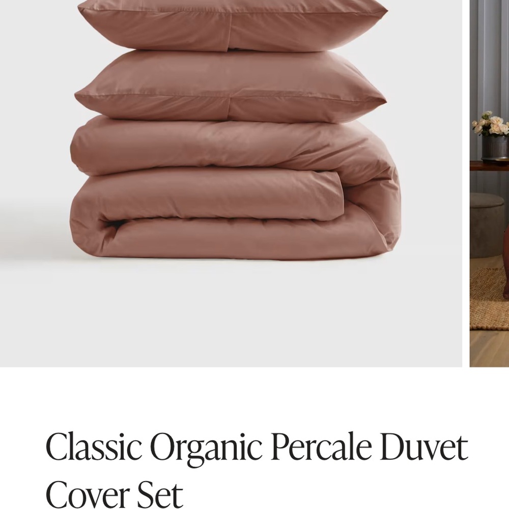 Quince Organic Percale Duvet Cover Set - Clay